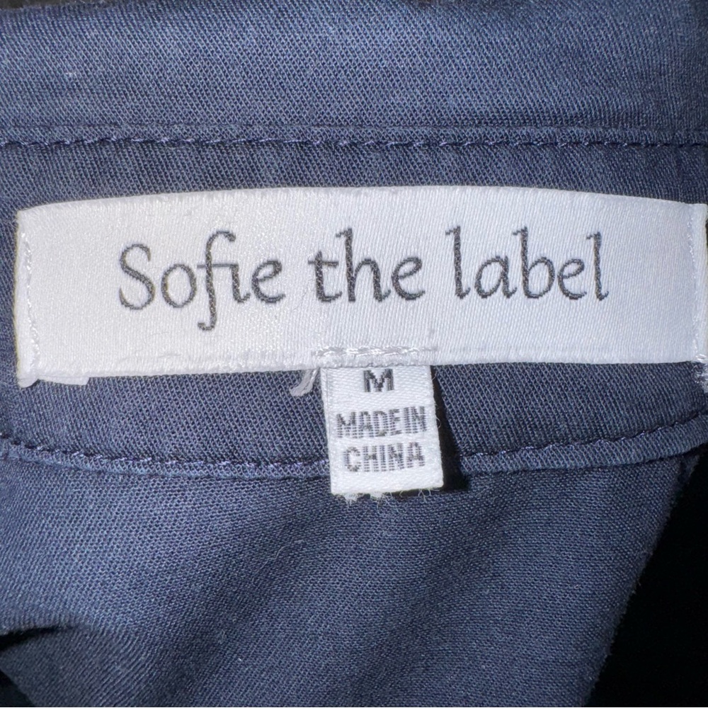 Sofie the Label Navy Women's Dress with Puff Sleeves Size Medium Cottagecore - Picture 7 of 10